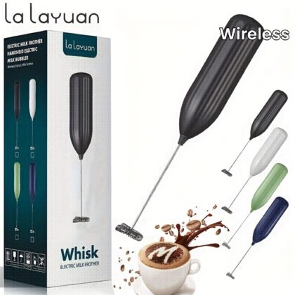 1pc Lalayuan Powerful Electric Milk Frother, Mini Milk Foamer, Handheld Electric Whisk, Battery Operated (Not Included) Drink Mixer Hand Mixer For Coffee Electric Wireless Blender For Lattes, Cappuccino, Frappe, Chocolate, Foam Maker For Gift